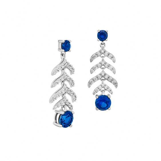 Boucles d'oreilles pierres couleur saphir et argent inspirée de la haute joaillerie