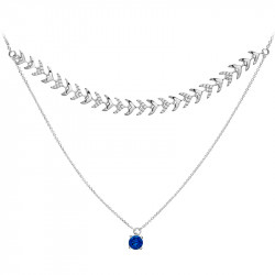 Collier double rang pierre bleue et argent inspiré de la haute joaillerie