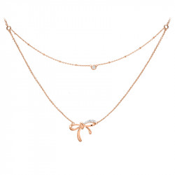 Silver Rose Gold Bow necklace with its double row and close set cubic zirconia by Elsa Lee Paris 