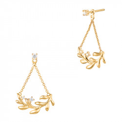 Golden Laurel Leaf earrings by Elsa Lee Paris in 925 silver and gently gilded 