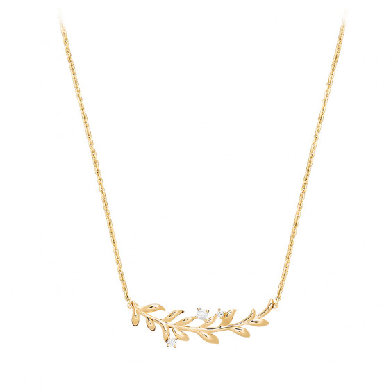 Gilded silver golden laurel leaves necklace by Elsa Lee Paris 