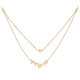 Gilded silver Laurel leaves necklace on golden double chain by Elsa Lee Paris 