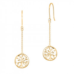 Drop Tree of Life earrings in golden silver by Elsa Lee Paris 