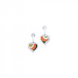 Boucles d'oreilles coeur pendantes avec émail de couleur par Elsa Lee Paris