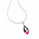 Collier pendent rose et noir en émail et Argent par Elsa Lee Paris 