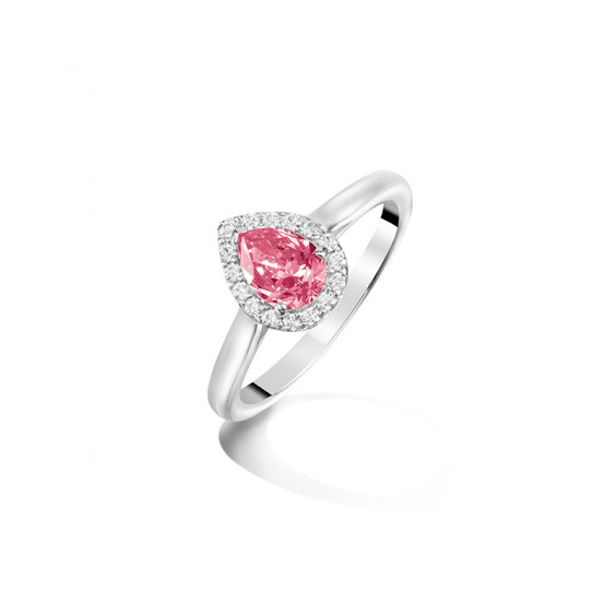 Bague Taille poire rose en argent 925 par Elsa Lee Paris