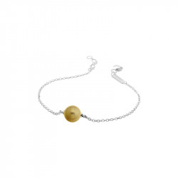 Golden pearl silver chain bracelet by Elsa Lee Paris 