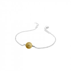 Golden pearl silver chain bracelet by Elsa Lee Paris 