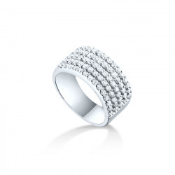 Tradition Silver ring with its 5 rows of cubics zirconia set from the silver jewellery collection Tradition by Elsa Lee Parsi 