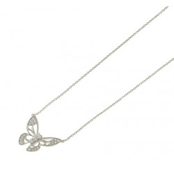 Silver butterfly necklace with cubics zirconia sets on the wings by Elsa Lee Paris