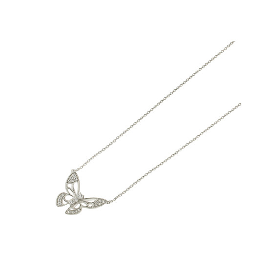 Silver butterfly necklace with cubics zirconia sets on the wings by Elsa Lee Paris