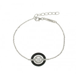 Bracelet cercle noir et argent par Elsa Lee Paris - chaîne en argent 925 
