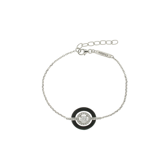 Bracelet cercle noir et argent par Elsa Lee Paris - chaîne en argent 925 