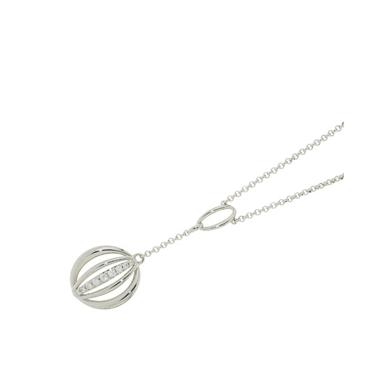 Collier Cravate en argent Motif cercle Collection Globe par Elsa Lee Paris 