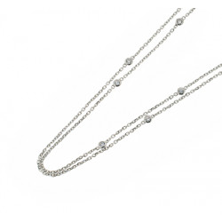 Collier Double Rang chaîne en argent parsemé de sertis clos oxydes de zirconium