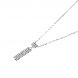 Silver necklace with 3 shafts pendant sets with cubics zirconia by Elsa Lee Paris 