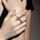 Bague noire et blanche 3 rangs en argent