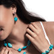 Drop earrings with dangling turquoise, in silver by Elsa Lee Paris 