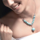 Elsa Lee Paris - Silver sterling necklace, 42cm long cubic zirconia and Turquoise 