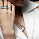 Collier Cercle en argent rhodié et oxydes de zirconium - Collier pendentif 2 anneaux
