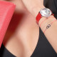 Red leather strap watch romain numerals and silver bezel by Elsa Lee