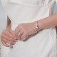 Elsa Lee Paris silver bangle made with pink pearls and clear Cubic Zirconia