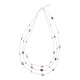 Elsa Lee Paris - 3 row silver necklace with 3 colours of pearls (pink, mauve and violet) and close set cubics zirconia