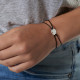 Black cord bracelet with silver locket love 