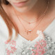 Silver Rose Gold Bow necklace with its double row and close set cubic zirconia by Elsa Lee Paris 