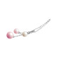Elsa Lee Paris sterling silver necklace with dangling pink pearls and pink Cubic Zirconia, from Life in Pink collection
