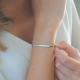 Elsa Lee Paris - Black waxed cotton cord Clear Spirit bracelet with rhodium plated 925 silver chain and line of cubics zirconia 
