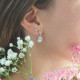 Elsa Lee Paris sterling silver earrings with two close set Cubic Zirconia surrounded by their crowns of Zirconia