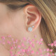 Boucles d'oreilles puces Elsa Lee Paris, forme cercles deux rangs d'oxydes de Zirconium blancs, en argent 925