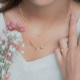 Gilded silver Laurel leaves necklace on golden double chain by Elsa Lee Paris 