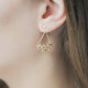 Boucles d'oreilles ear jacket pendantes dorées style couronne de lauriers, argent 925