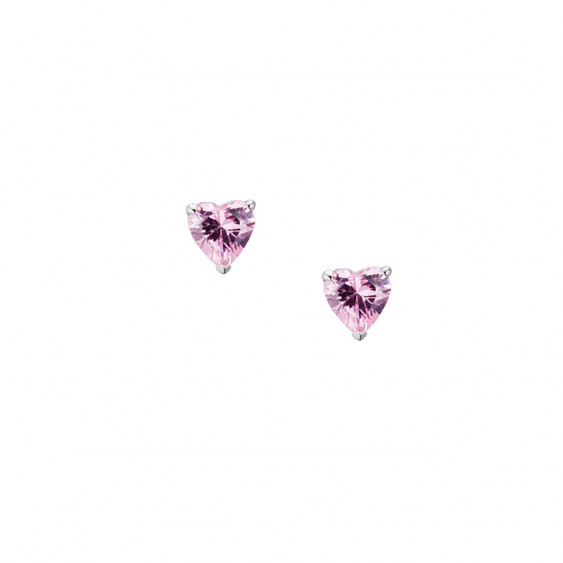 Boucles d'oreilles Solo Coeur rose en zirconium