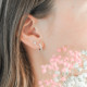 Boucles d'oreilles style créoles Elsa Lee Paris, pavage d'oxydes de Zirconium sertis grain sur le devant des boucles