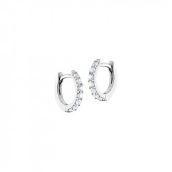 Elsa Lee Paris sterling silver earrings, hoop earrings covered by diamond cut clear Cubic Zirconia