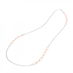 Thin chain necklace in silver and hammered rose gold silver loop by Elsa Lee Paris 