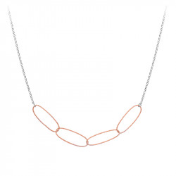 Silver necklace with rose gold silver link with hammered effect by Elsa Lee Paris 