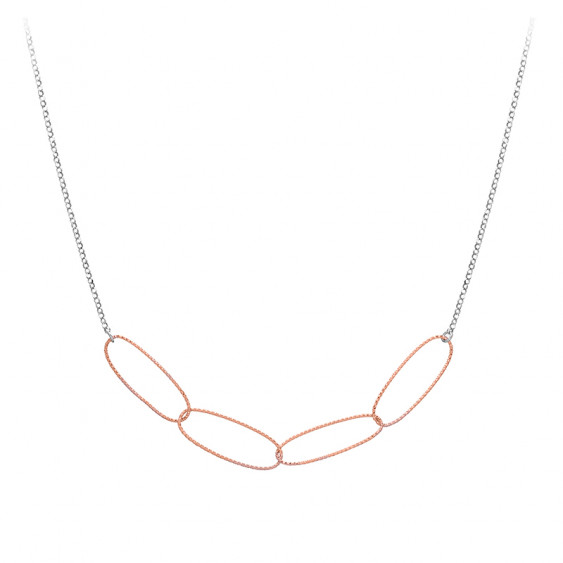 Collier chaîne maillons en argent rose gold martelé par Elsa Lee Paris 