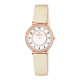 Elsa Lee Paris watch for women, gold tone case filled up with Cubic Zirconia and pink leather strap