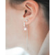 Dangling pink pearl silver earrings by Elsa Lee Paris 