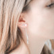Pink pearl ear jacket drop earrings with silver chain by Elsa Lee Paris 