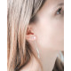 Boucles d'oreilles 2 en 1 pendantes avec perle rose et chaine argent par Elsa Lee Paris 