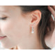 Boucles d'oreilles créoles, perles roses et zirconium taille poire, argent 925