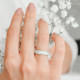 Elsa Lee Paris sterling silver ring with 3 lines, the middle one with white enamel and the other two with Cubic Zirconia