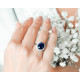 Oval cut sapphire blue ring in 925 silver traditional design by Elsa Lee Paris 