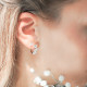 Elsa Lee Paris sterling silver earrings, hoop earrings covered by 5 diamond cut clear Cubic Zirconia each