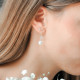 Boucles d'oreilles Elsa Lee Paris en argent 925, avec perles blanches, oxydes de Zirconium et fermeture brisure.